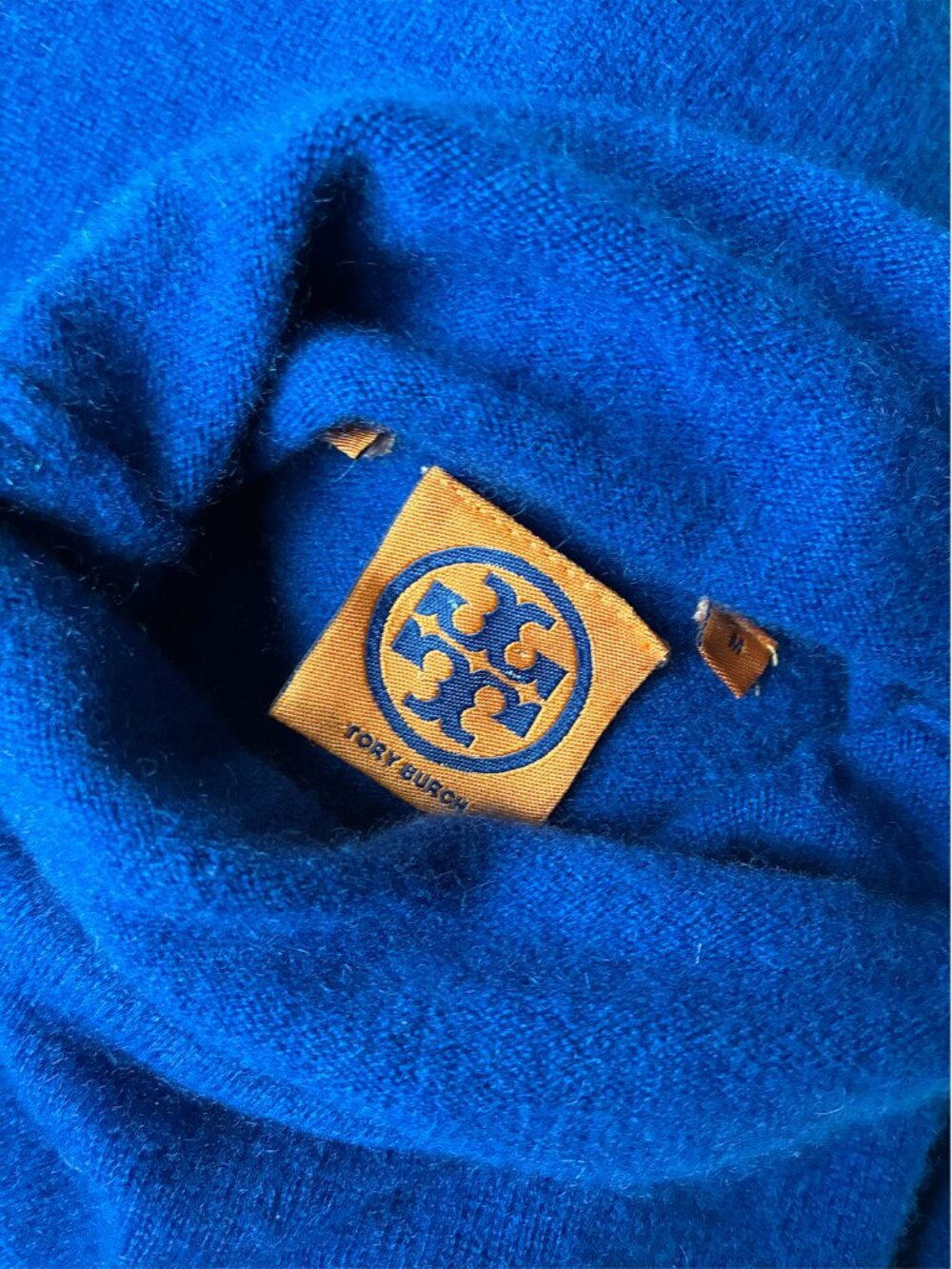 Tory Burch Cashmere Royal Blue Oversized Turtleneck Sweater - Size M - Picture 3 of 11